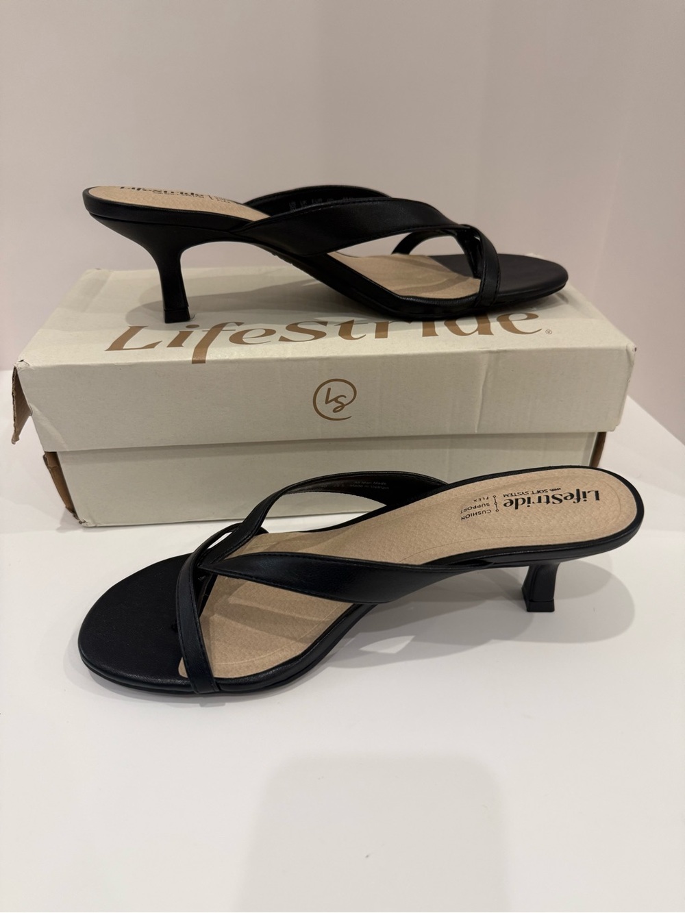 LifeStride Black Strappy Slingback Sandals Low Heel US 9M NIB